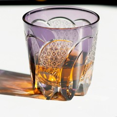 Whiksey Bourbon Glasses Purple Colored Edo Kiriko Glass Handmade Gift 320ml 1PC