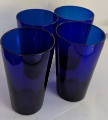 Ralph Lauren Cobalt Blue Glass Tumblers Highballs 5.75″ Signed EUC Set of 4 Lot