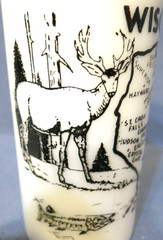 Vintage Hazel Atlas Wisconsin Souvenir Milk Glass Tumbler Retro Graphics 5″ T