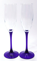 Set of 2Champagne Flutes Neptune by CRISTAL D’Arques-Durand Cobalt Stem Neptune