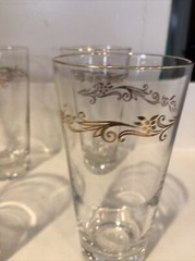 4 Vintage Gold Floral Scroll Heavy Bottom Cocktail Glasses