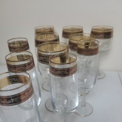 Lot of 6 Gold Rim Water Wine Stemware Ornate Glass and 5 champagne glass cups