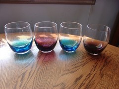 Stemless Wine Tumbler 14 Oz Multi-Color Blue Purple – Set of 4