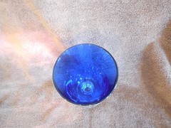 Cobalt Blue glass Water Goblet or Wine Glasses Clear Glass Short Stem