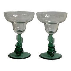 Vintage Margarita Glasses Set of 2 Siesta Jade Durand Cristal D’Arques Green