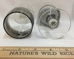Wine Glasses Goblets Glass Black Ombre Clear Etched Floral w/ Storage Caddy Vtg