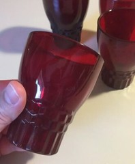 4 Vintage Anchor Hocking Windsor Royal Ruby Glass 5 Oz Tumbler 3 3/8”