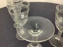 Vintage Federal Optic Stem Cocktail Glass Banded Laurel Leaf Pattern 145R-1