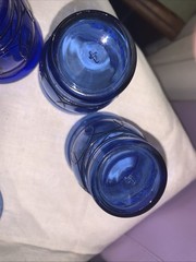 Maryland Glass Co. RING O RINGS Cobalt Blue Flat Juice Tumbler Set Of 5