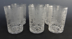 Set of 6 Vintage 8oz Acid Etch Clear Glass Hobnail Beverage Tumblers