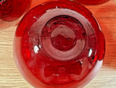 Red Glass Roly Poly Tumblers 7 Holiday Christmas Tablescape Valentine Vintage