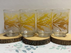 Set of 4 «Golden Wheat» Vintage Libbey 6 oz Glasses 6.5″ Yellow & Amber 1970’s