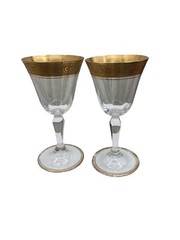 4 TIFFIN FRANCISCAN Cordial/Sherry Glasses w/Gold Rambler Rose Relief Bands Set