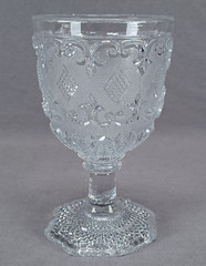 French Baccarat Pressed Flint Glass Diamond Sand Pattern Water Goblet Circa 1840