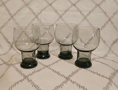 VTG 1970s Federal Glass «SUNDOWN» Set of 4 Craft Beer Glasses Smoky Gray Barware