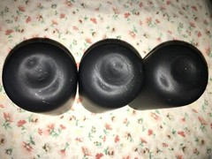 3 Vintage Flat Black Glass Roly Poly Tumbler 5 7/8″ tall x 3″ diameter All Onyx