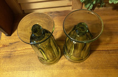 IMPERIAL GLASS VERDE GREEN GLASS FOOTED GLASSES – SET of 2 – OLD WILLIAMSBURG