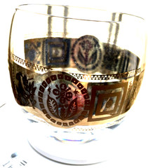 NEW 8 VTG 1960 CULVER CORONET ROLY POLY COCKTAIL GLASSES 22k GOLD SIGNED NEW