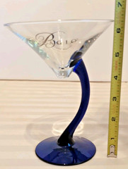 Bellagio Martini Glasses| Cobalt Blue| Curved Stem| Barware| Souvenir| Set Of 4