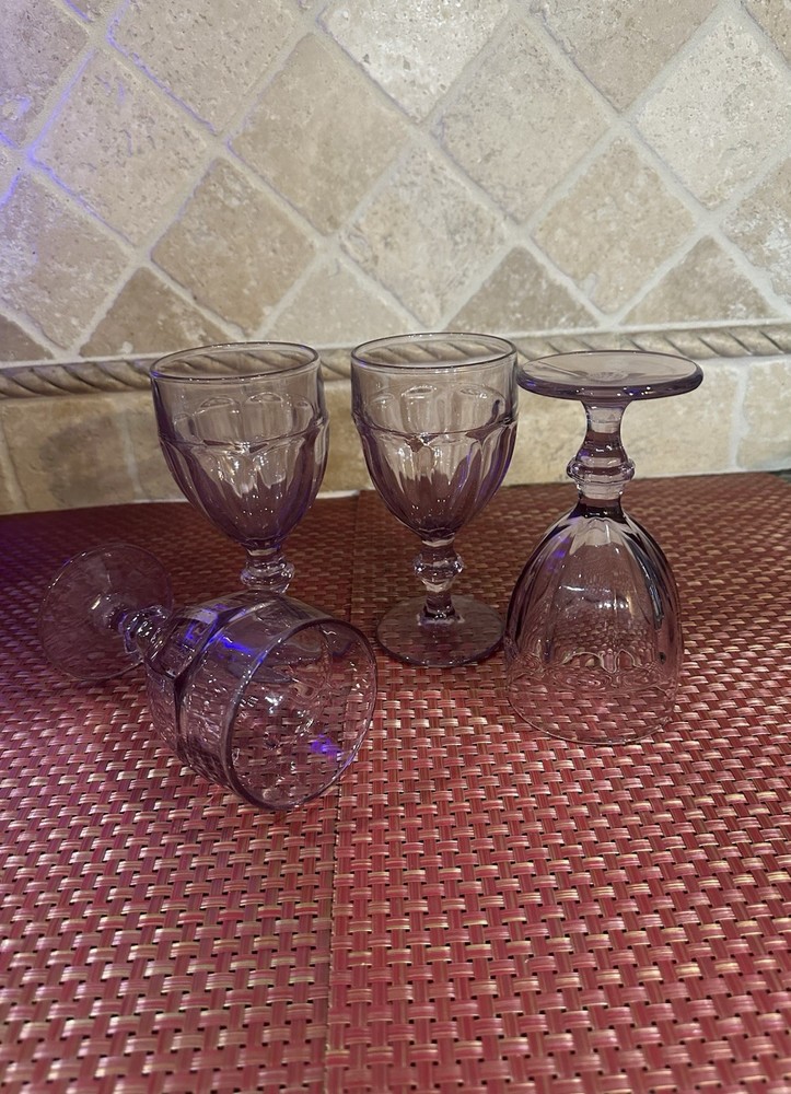 Vintage Libbey Premier Duratuff Gibralter «Plum Rose» Goblets – Set Of 4