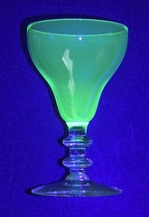 Morgantown Glass Green Uranium Warick Stiegel Cordial/Wine Glass UV Glow 1930s
