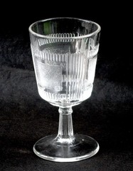 EAPG water GOBLET glass stem DERBY Pleat & Panel BRYCE WALKER #79 antique 1880
