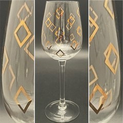 Mikasa Cheers Metallics Gold 4 Piece Stem Wine Glasses Made in China 9″t 14oz