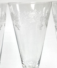 Vtg Bryce 896-5 Hand Blown Etched Pilsner Glasses Set Of Four 12oz Capacity