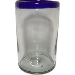 Vintage Colored Blue Rim Clear Highball Glass