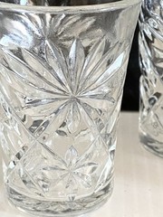 3 Juice Glass Tumblers Anchor Hocking 3in Star of David Early American Prescut