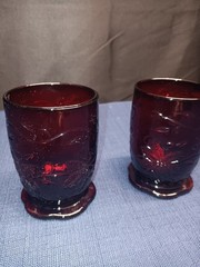vintage Princess House Ruby, Fantasia Footed Glass, 6 ounces 4″ tall stamped