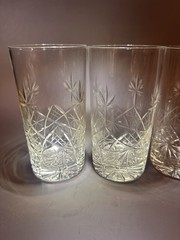 Set 4 Beautiful Vintage 5-1/4” Crystal Cut Glasses Tumblers Starburst