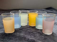 Multi-Color Frosted Harlequin Pastel Mini Tumblers – Gold Rimmed – Set of 6
