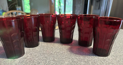 VTG Set Of 6 Anchor Hocking Royal Ruby High Point Juice Tumblers 3.5″ glasses