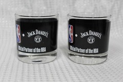 Jack Daniels Old No. 7 Brand Whiskey Glass Official Partner of NBA 8oz Set of 2