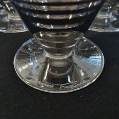 Daum France 6 Goblet Set 5″ Glasses Silver Stripes SIGNED RARE 8 Ounces