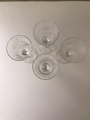Set of Four (4) Delicate Etched Floral Clear Glass 5″ Cordial Liqueur Glasses