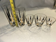 Vintage Anchor Hocking Atomic Golden Peaks Arrow Glass Tumblers Various Sizes