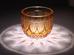 Premium Sake Glass Japanese Style Hand Cut Design Shot Glassware 2oz Amber Red