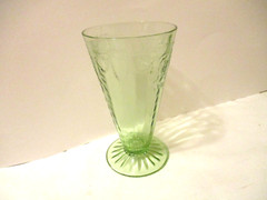 Green Depression Ballerina Cameo Water Glass Glows