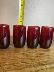 (4) Vtg Anchor Hocking Royal Ruby Red Juice 4” 1/4 Glass Cups Tumbler