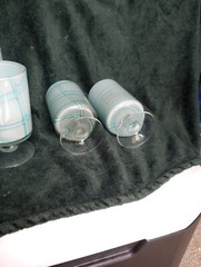 Lot of 6 Vintage Grey Light Blue Swirl Design , Footed Goblet 6.5″H