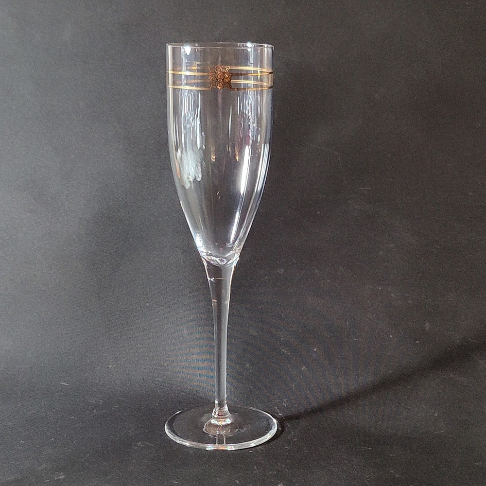 GORHAM TRIOMPHE CHAMPAGNE FLUTE, Gold Enameled Lead Crystal, 9 1/8″, GERMANY