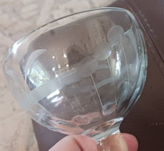 Vintage Stemware Champagne Sherbert Coupe Etched Floral Art Deco Style MCM