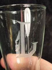 Etched Monogramed Letter L Drinking Glasses Pair