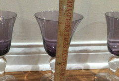 pair(s) Hand Blown Dark Purple Amethyst Clear 8» bulbous Stems Goblets mint