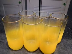 Vintage Libbey Blendo Sunshine Yellow Glass Tumbler Set Of 6