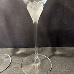 2 MILLER ROGASKA LAURA WINE GLASS, Frosted Blown Crystal, 10 1/4” signed