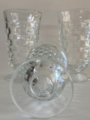 Set of 3 Vintage Whitehall Colony Cube Clear Footed 6″ Water Ice Tea Tumblers