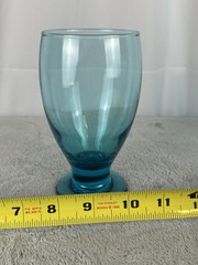 Vintage Libbey Aqua Teal Blue Footed Cocktail Iced Tea Glass Tumbler